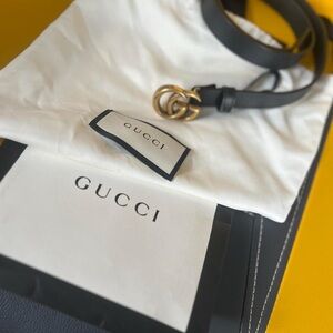 Gucci Black Belt with Gold GG Buckle